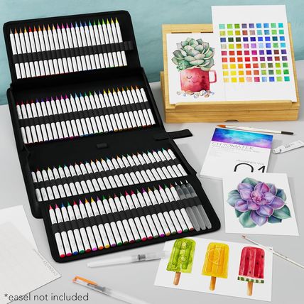 CHROMATEK 108 Watercolor Pens Set | Including 15 Page Pad & Online Video Tutoria