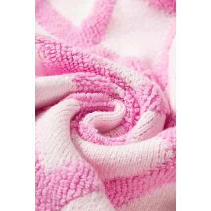 Pink Rhombus Pattern Knit Open Front Pocketed Cardigans