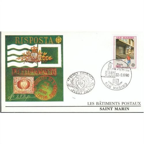 San Marino FDC 1990 - SG 1360-1361 - Europa Post Office Buildings x 2 covers
