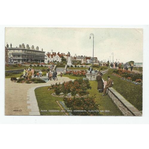NICE PRINTED POSTCARD of SUNK GARDENS & WAR MEMORIAL CLACTON-on-SEA ESSEX (281)