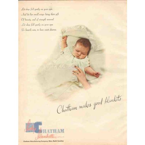 chatham mfg company 1946 let sleep fall gently eyes blanket vintage ad