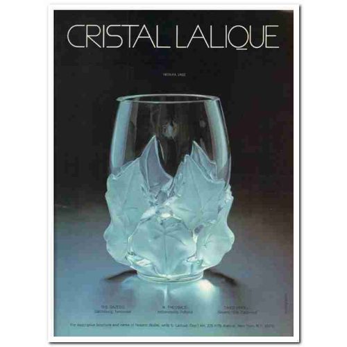 lalique 1977 hedera vase cristal crystal luxury glass vintage ad