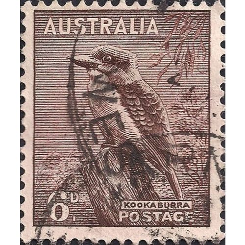 AUSTRALIA, BIRDS, Kookaburra, brown 1956, 6d