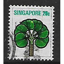 SINGAPORE 1973 FLOWERS & PLANTS 20c LICUALA GRANDIS SG 216 FINE USED#