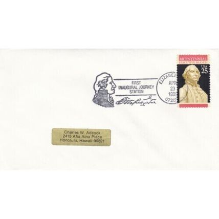 United States 1989 Elizabeth NJ First Inaugral Journey Station Cover FDC typed