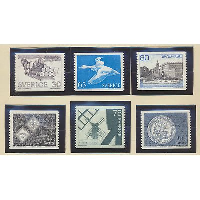 Sweden Stamps Scott #747//755A, Mint Hinged, 6 Different 1971-2 Issues