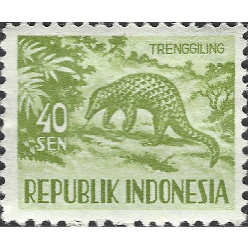 INDONESIA, MAMMAL, Sunda pangolin, olive-grey 1958, 40sen