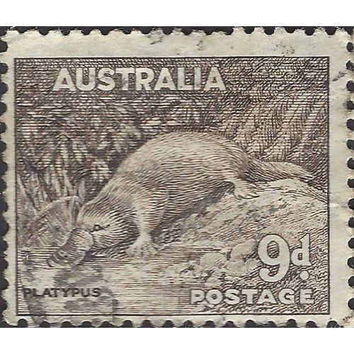 AUSTRALIA, MAMMAL, Duck-billed platypus, brown 1938, 9d