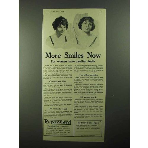 1922 Pepsodent Toothpaste Ad - More Smiles Now