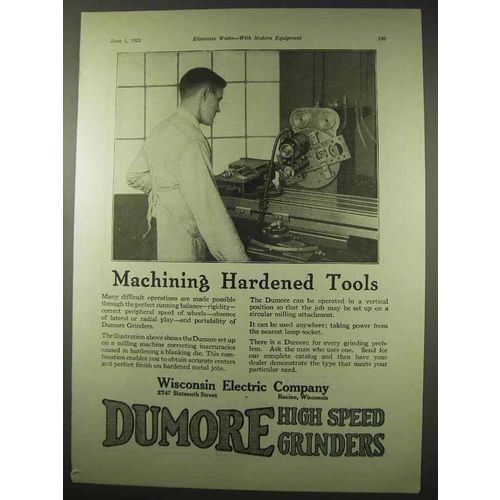1922 Wisconsin Electric Dumore High Speed Grinders Ad