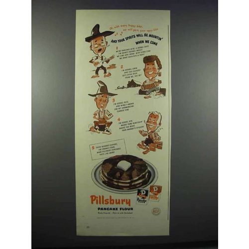 1945 Pillsbury Pancake Flour Ad - Sprits be Mountin'
