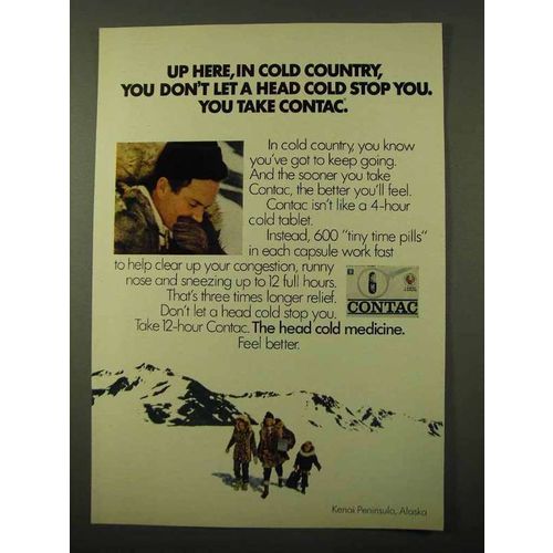 1971 Contac Cold Medicine Ad - Up Here in Cold Country