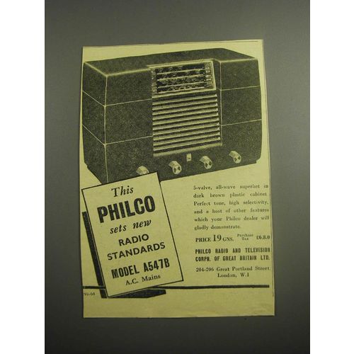 1948 Philco Model A547B Radio Ad - This Philco sets new Radio Standards