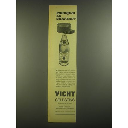 1967 Vichy Celestins Water Advertisement - Pourquoi le Chapeau?