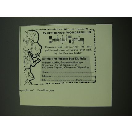1956 Wyoming Travel Commission Ad - Everything's wonderful in Wonderful Wyoming