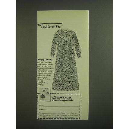1974 Talbots Lanz Flannel Granny Gown Advertisement - Simply Dreamy