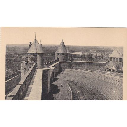 Carcassonne Intererieur des Ramparts Le Theatre France Postcard unused VGC
