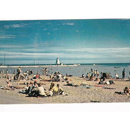 Port Dover Ontario The Beach Canada Plastichrome Postcard unposted VGC