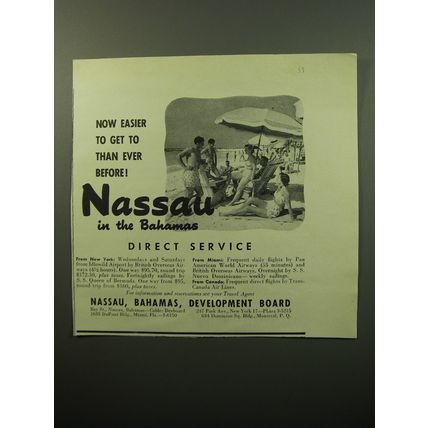 1950 Nassau, Bahamas, Development Board Ad - Now easier to get to than ever