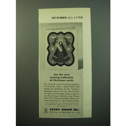 1950 Georg Jensen Lunning Collection of Christmas Cards Advertisement
