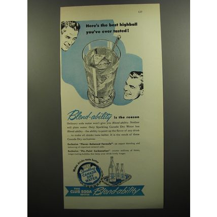 1952 Canada Dry Water Ad - Here's the best highball you've ever tasted!