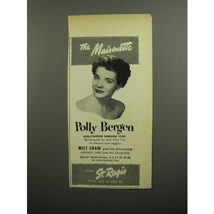 1952 Hotel St. Regis Ad - The Maisonette Polly Bergen