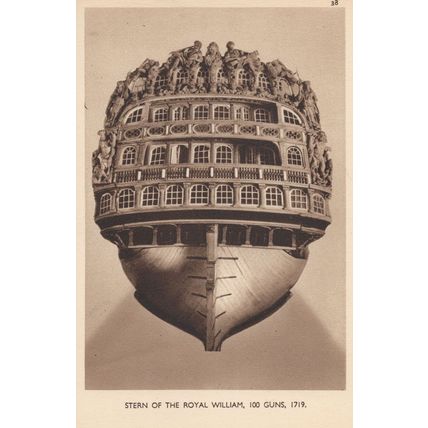 Stern Of The Royal William Military Ship 1719 Guns Postcard