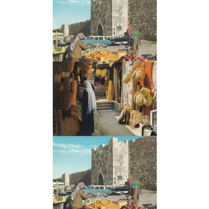 Jerusalem Market Traders In Streets & Herods Gate 3x Postcard s