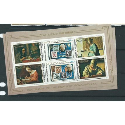 cook islands aitutaki rowland hill cook islands miniature sheet mnh