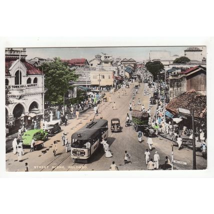 Street Scene Colombo Ceylon Postcard 1960 Sri Lanka