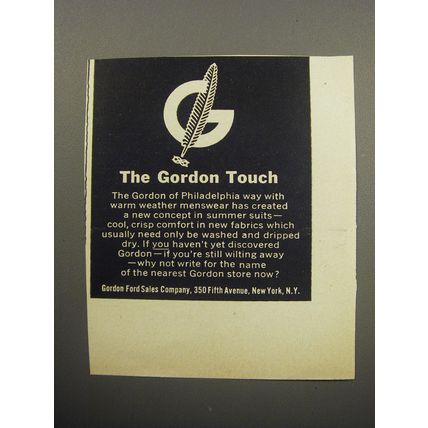 1957 Gordon of Philadelphia Menswear Advertisement - The Gordon Touch