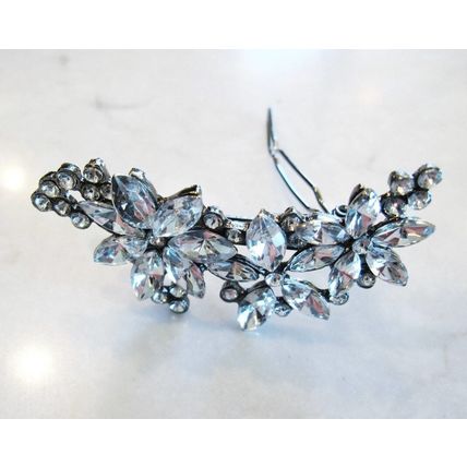 Small silver crystal hair clip barrette bridal clip bridal barrette