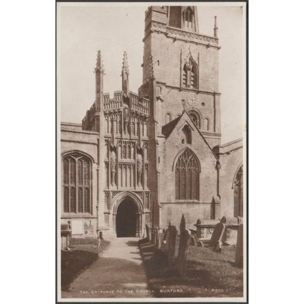 The Entrance to the Church, Burford, Oxfordshire, c.1920s - Walter Scott RPPC