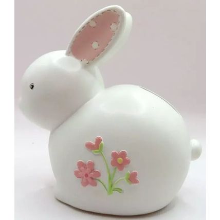 Butterfly Bunny Money Box Ceramic Girl Baby Gift Savings Christening Birth Money