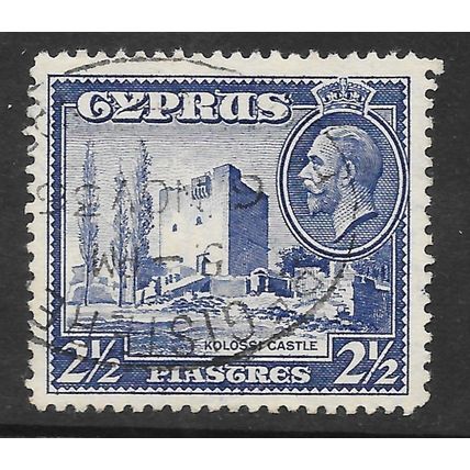 CYPRUS 1934 KG5 KOLOSSI CASTLE SG138 138 SG USED DATED COPY OVAL REGD PMK