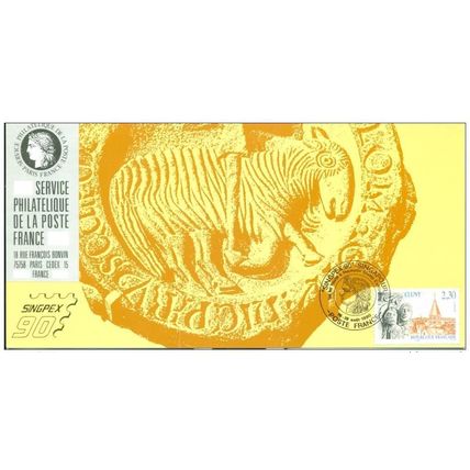 065 Carte officielle Exhibition Düsseldorf 1990 France FDC Abbaye de Cluny