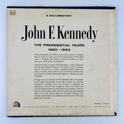 John Fitzgerald Kennedy The Presidential Years & Memorial Album Vinyl LP Lot #1