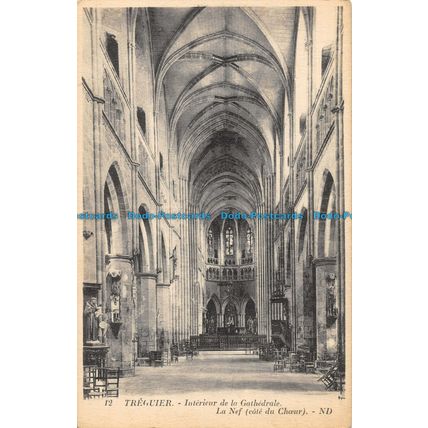 R053618 Treguier. Interieur de la Cathedrale. La Nef. ND. No 12. B. Hopkins