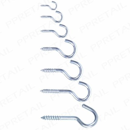 SMALL-LARGE STRONG CUP HOOKS 19/22/25/32/40/50/55mm Silver Zinc Hanging Mug Peg