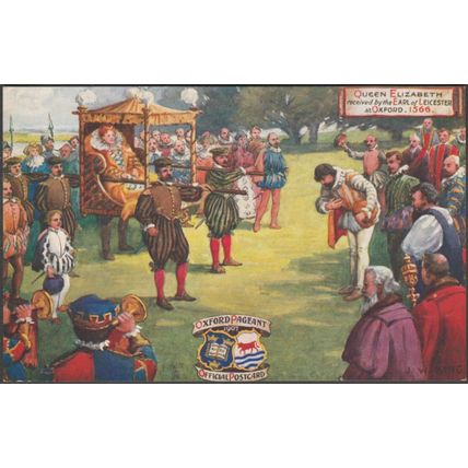 Queen Elizabeth in 1566, Oxford Pageant, 1907 - Tuck's Oilette Prize Postcard