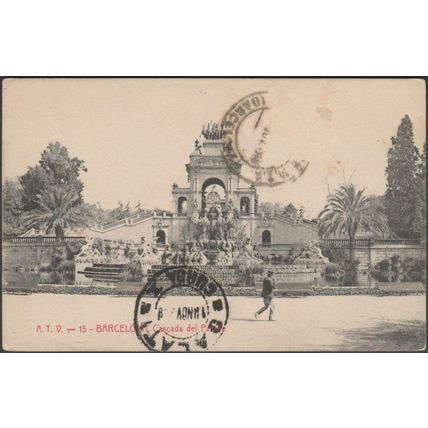 Cascada del Parque, Barcelona, 1906 - Angel Toldrá Viazo Tarjeta Postal