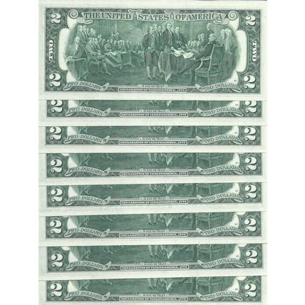 Lot of 8 Consecutive 1976 $2.00 Bills Gem Unc