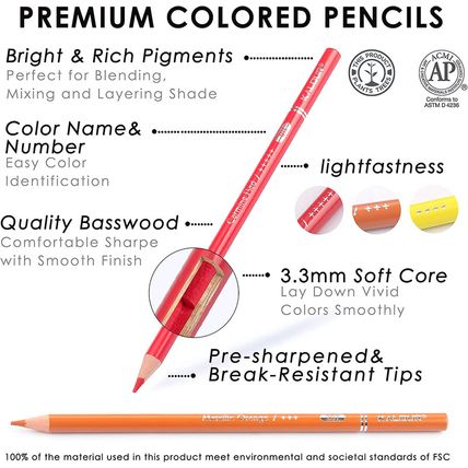 KALOUR Professional Colored Pencils,Set of 300 Colors,Artists Soft Core with Vib