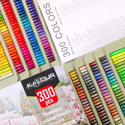 KALOUR Professional Colored Pencils,Set of 300 Colors,Artists Soft Core with Vib