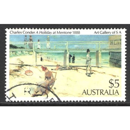 AUSTRALIA 1984: PAINTING DEFINITIVE - $5 A HOLIDAY AT MENTONE - CONDER USED (G7)