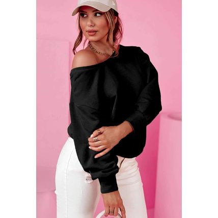 Black Bowknot Dewback Round Neck Sweatshirt