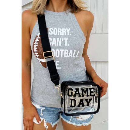 Black GAME DAY Pattern Clear Shoulder Bag
