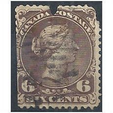 Canada 1868 SG50 6c Blackish-Red Filler Scarce. .