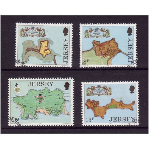 JERSEY 1980 FORTRESSES SG 222 / 225 SET 4 VALS FINE USED