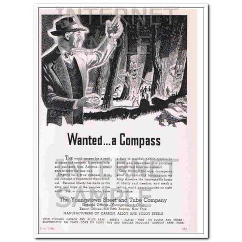 YOUNGSTOWN SHEET TUBE COMPANY 1948 Wanted a Compass vintage ad